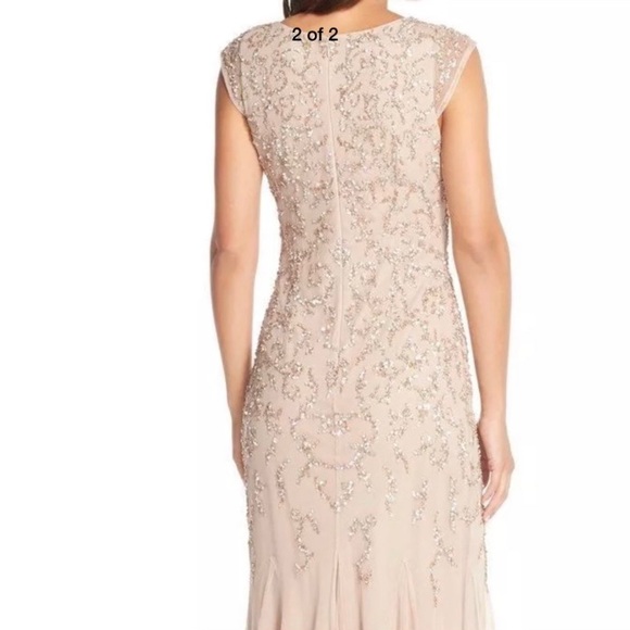 Aidan Mattox beaded cap sleeves V-Neck mermaid Long Dress - Picture 6 of 12